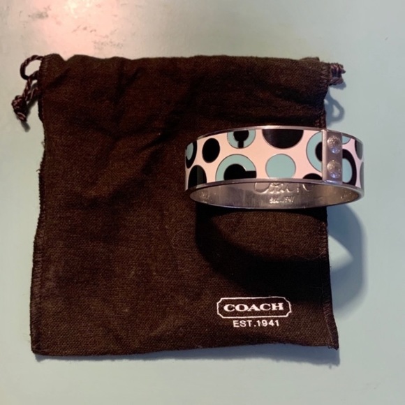 Coach Blue and White Enamel Logo Bangle - Picture 2 of 6